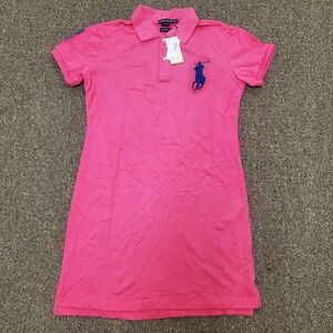Ralph Lauren Short Sleeve Polo Shirt Dress Cotton Pink GIRLS XXL Big Pony NWT